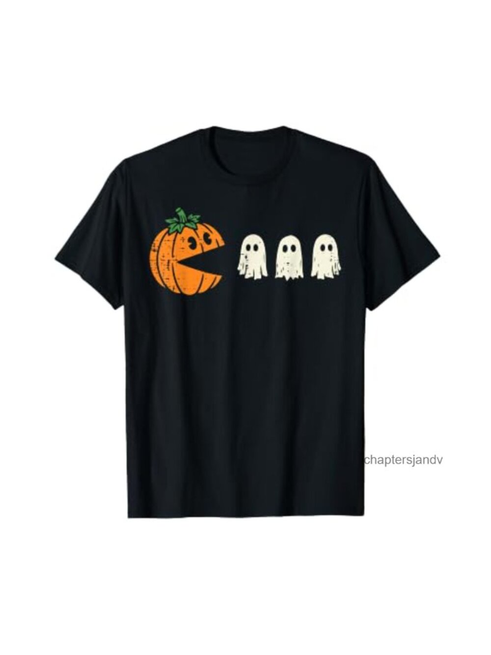Retro Game Pumpkin Eating Ghost Halloween T-Shirt